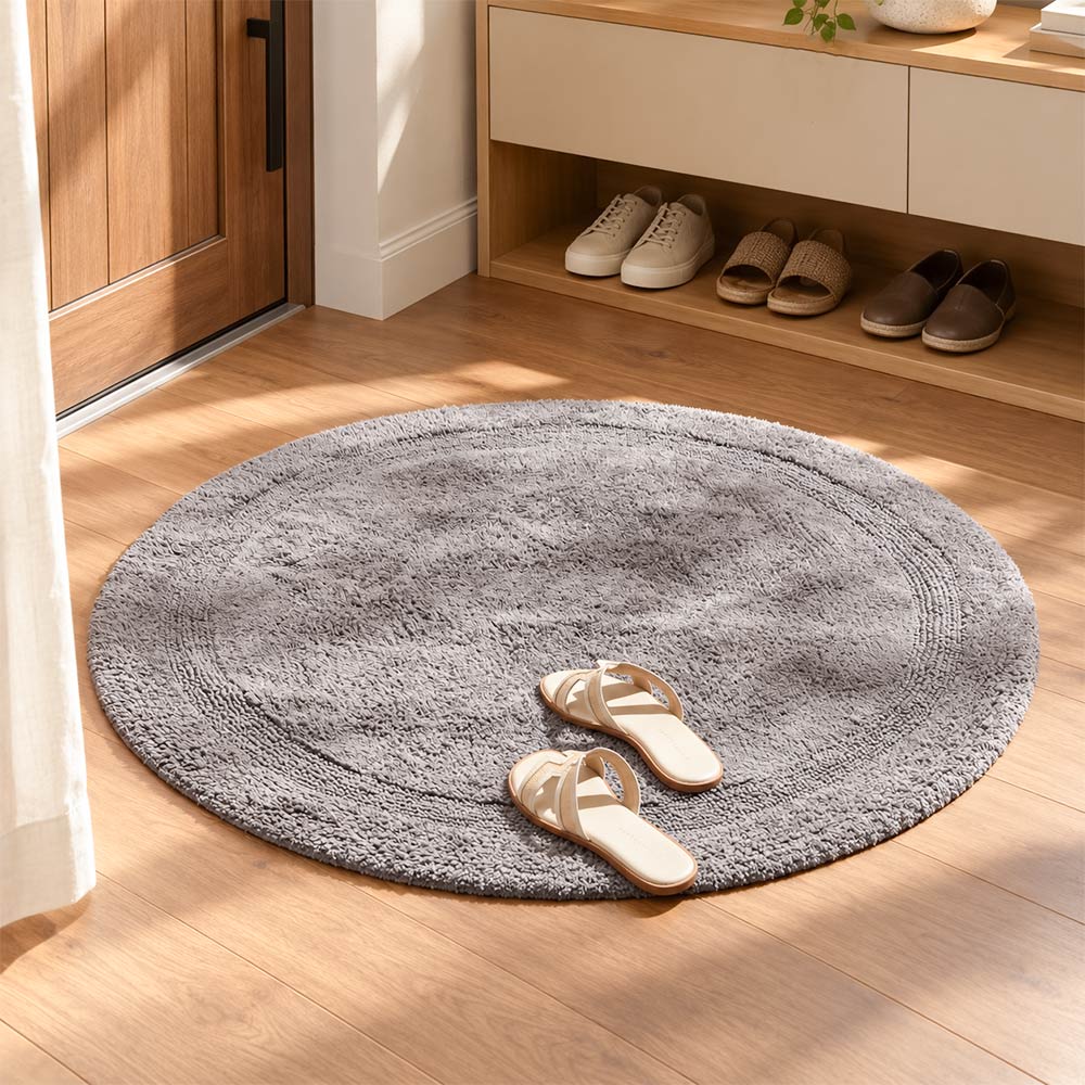 Audrey Round Tufted Bathmat - Grey