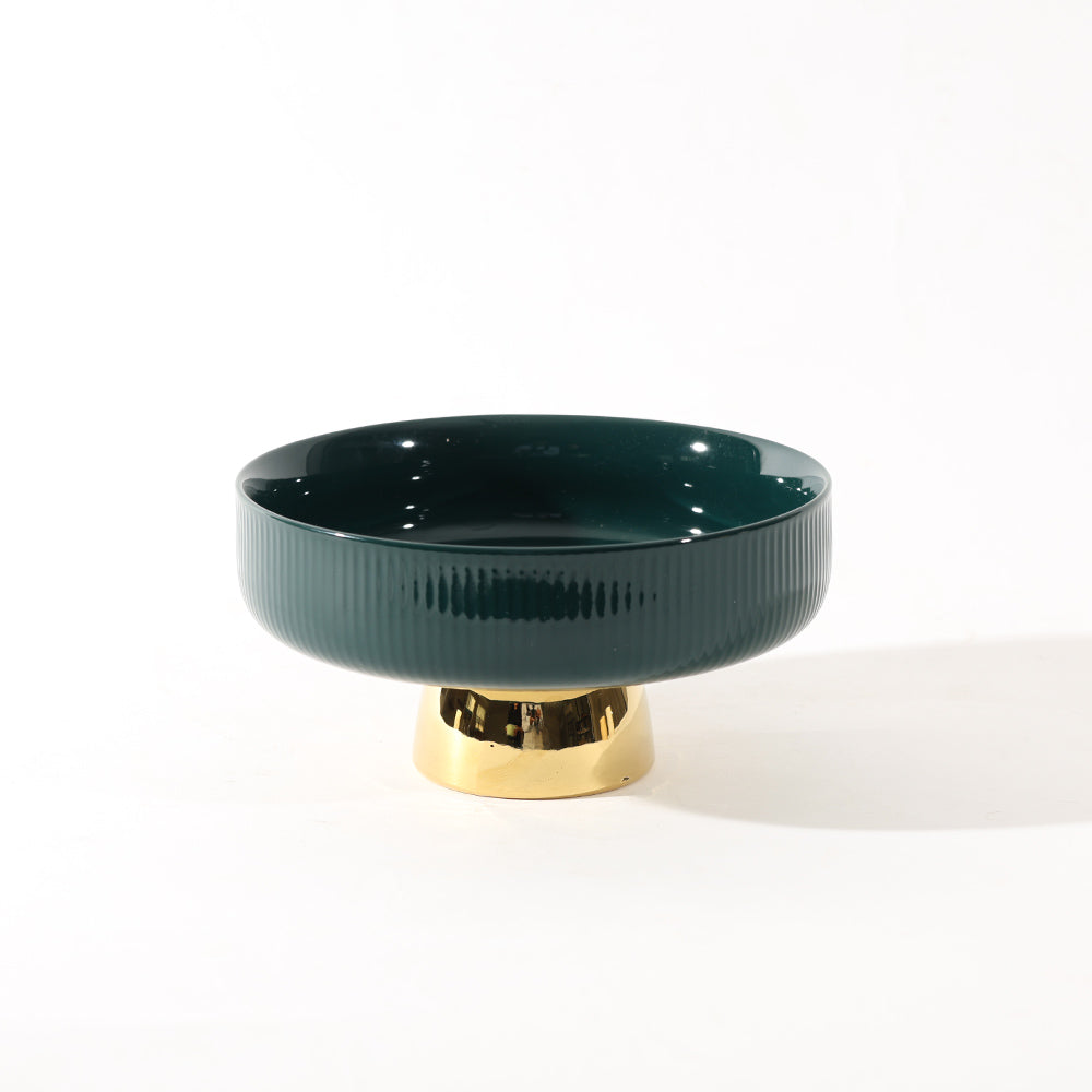 Aura Elevated Ceramic Bowl Small - Emerald Gold