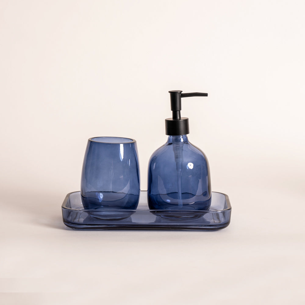 Aurora 3-piece Glass Bathroom Set - Blue