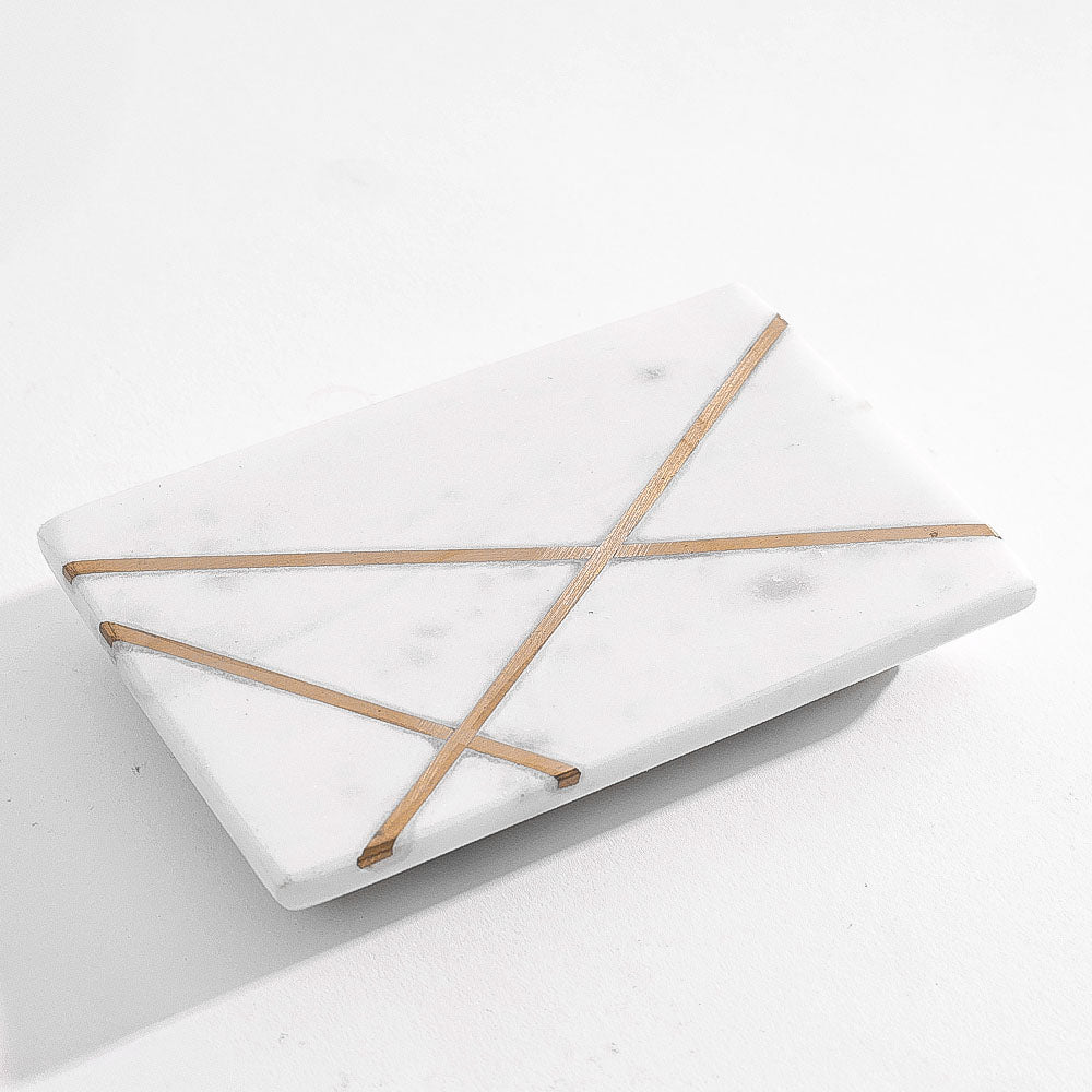 Aurum Marble Soap Dish - White Gold