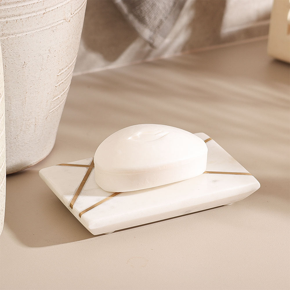 Aurum Marble Soap Dish - White Gold