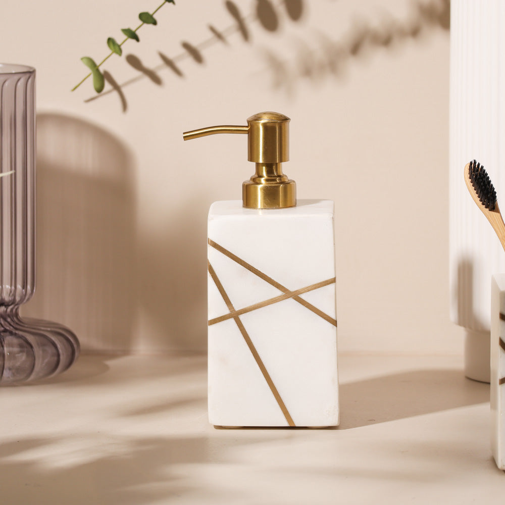 Aurum Marble Soap Dispenser - White Gold