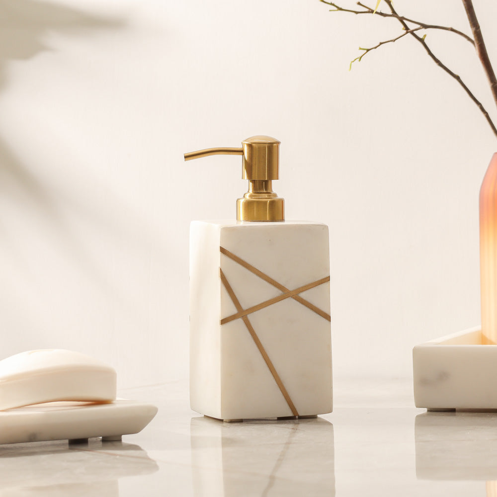 Aurum Marble Soap Dispenser - White Gold