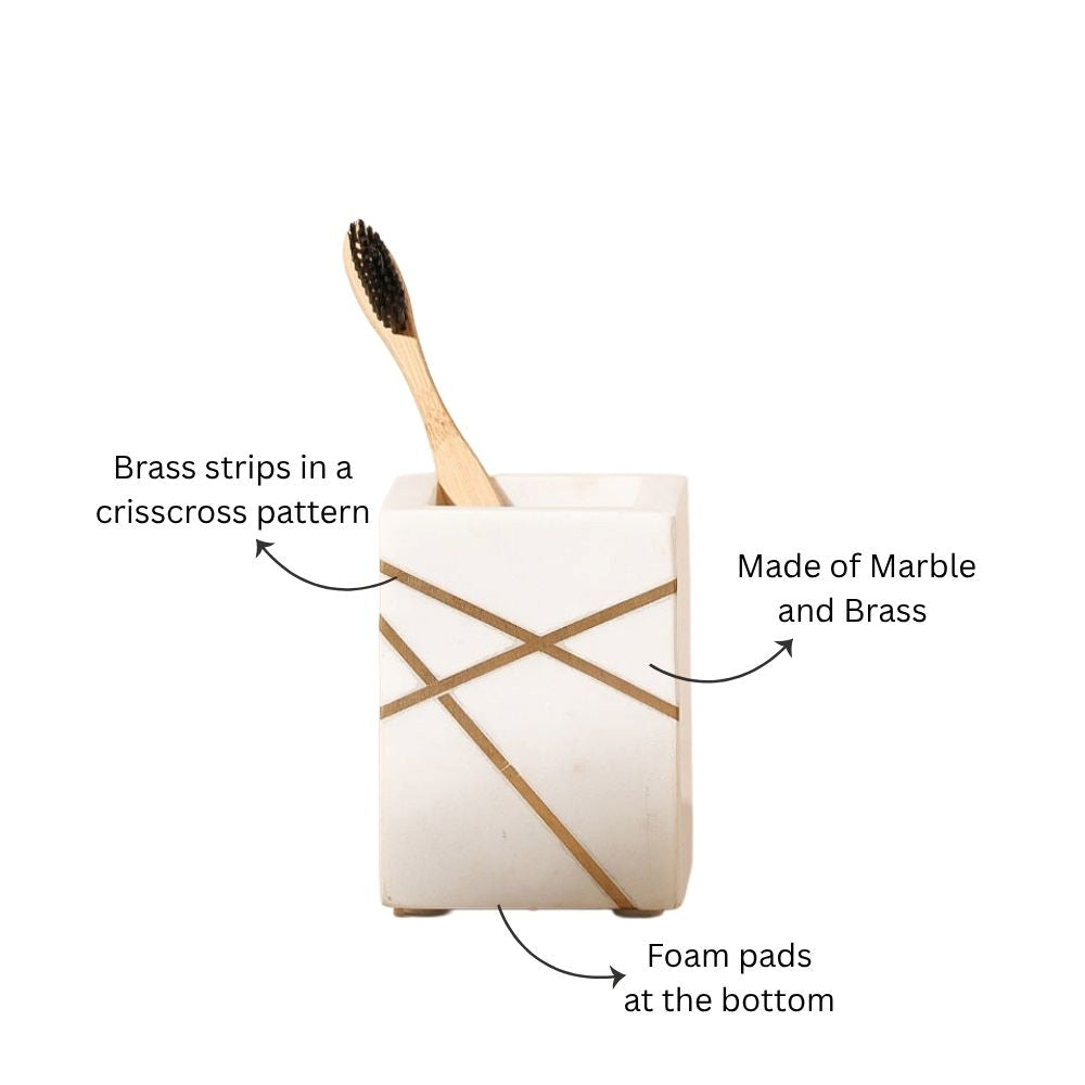 Aurum Marble Toothbrush Tumbler - White Gold