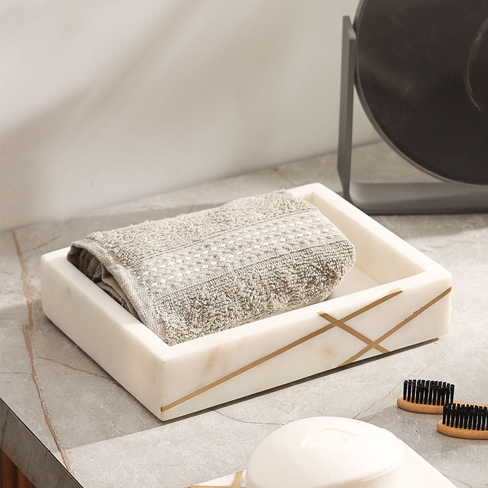 Aurum Marble Valet Tray - White Gold