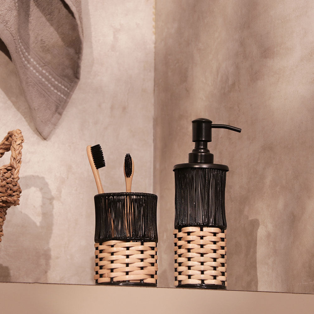 Ava Toothbrush Tumbler - Beige Black