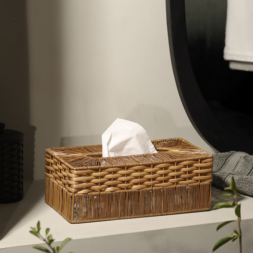 Ava Tissue Box Cover - Sand Gold