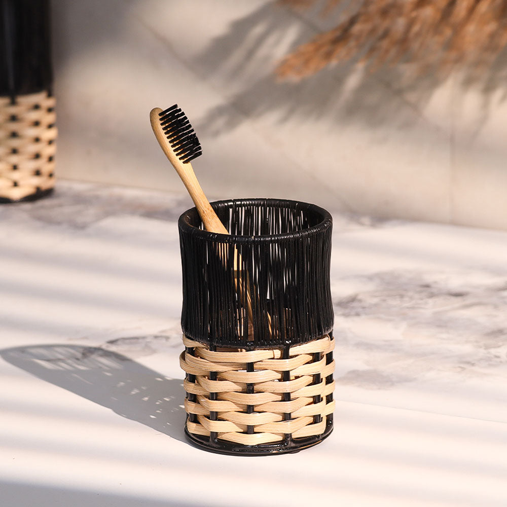 Ava Toothbrush Tumbler  - Beige Black