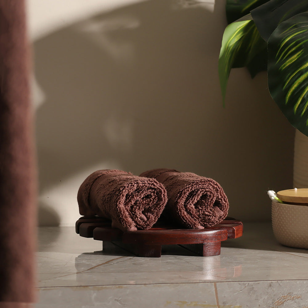 Avant Zero-Twist Cotton Face Towels, Set of 2 - Russet Brown