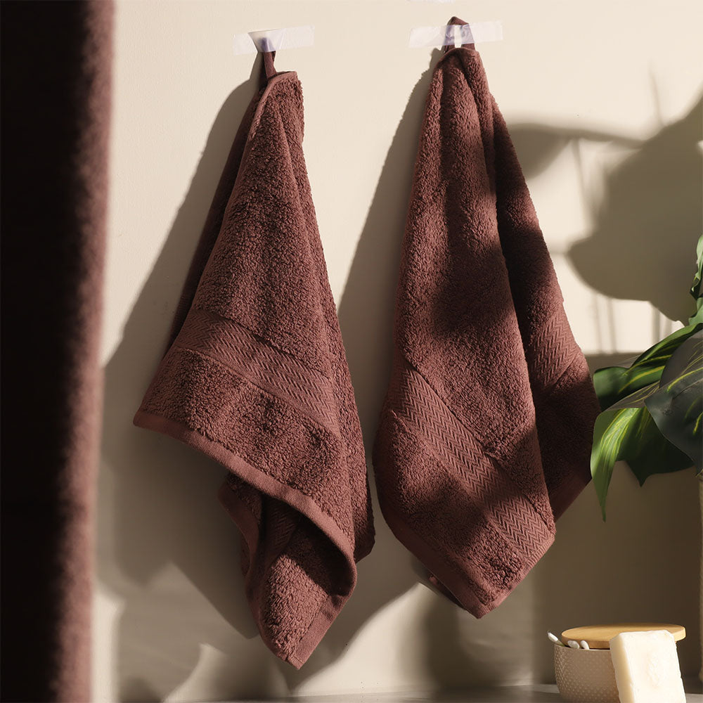 Avant Zero-Twist Cotton Hand Towels, Set of 2 - Russet Brown