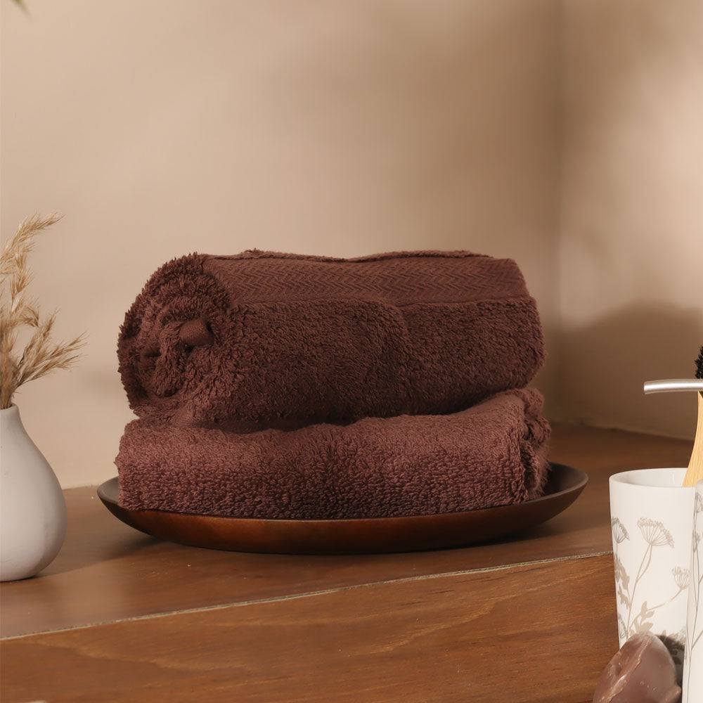 Avant Zero-Twist Cotton Hand Towels, Set of 2 - Russet Brown