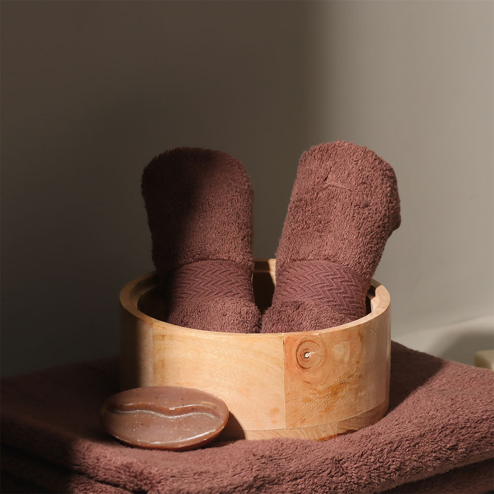 Avant Zero-Twist Cotton Face Towels, Set of 2 - Russet Brown