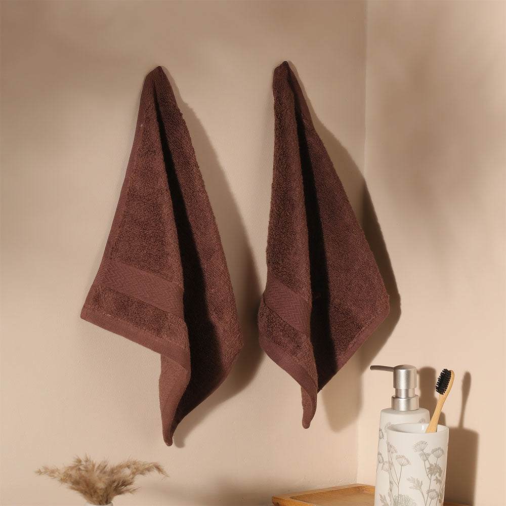 Avant Zero-Twist Cotton Face Towels, Set of 2 - Russet Brown