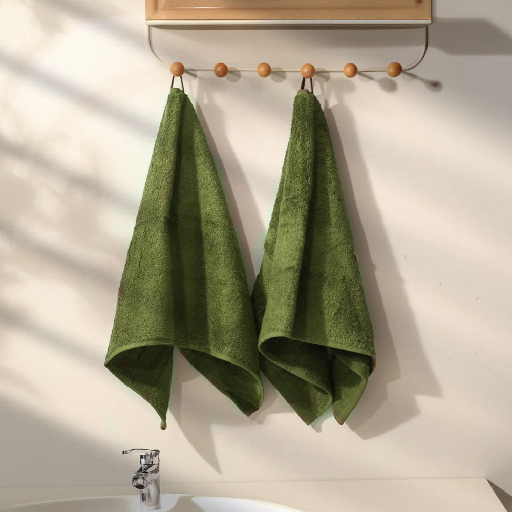 Avant Zero-Twist Cotton Hand Towels, Set of 2 - Pine Green