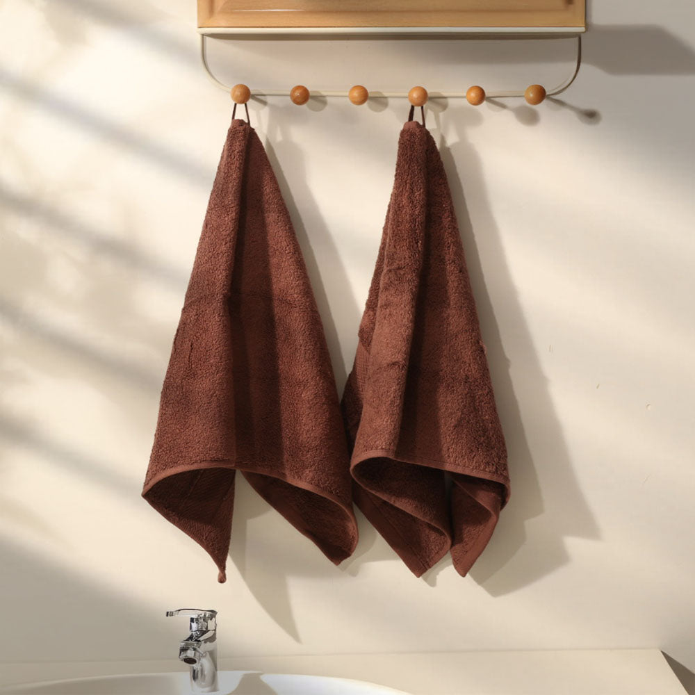 Avant Zero-Twist Cotton Hand Towels, Set of 2 - Russet Brown