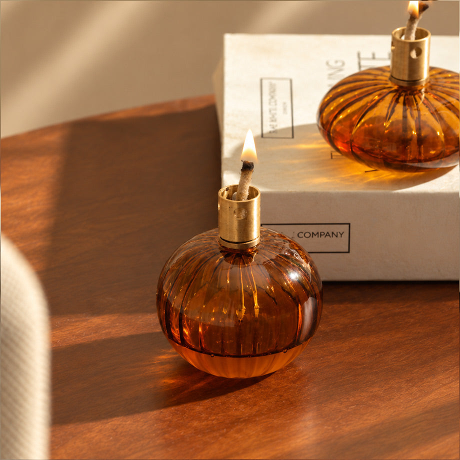 Avaya Glass & Brass Oil Lamp - Amber