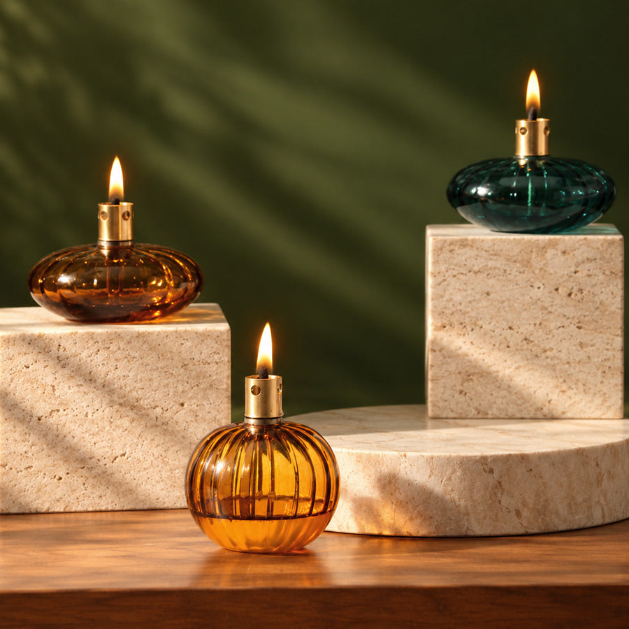 Avaya Glass & Brass Oil Lamp - Amber