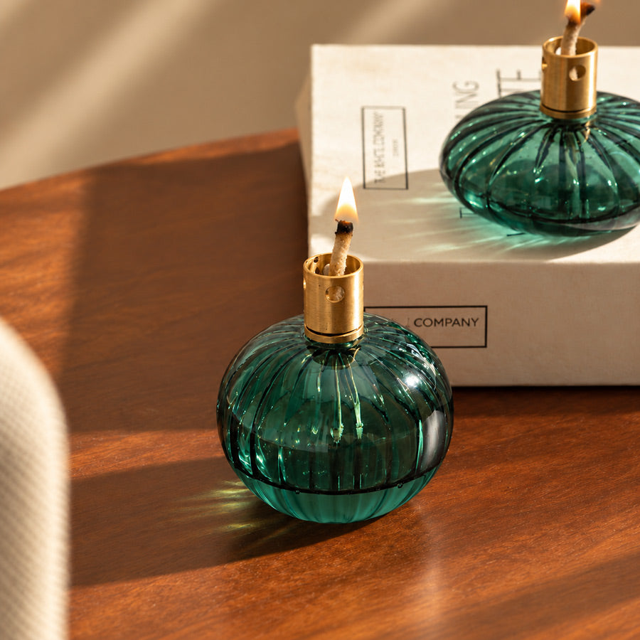 Avaya Glass & Brass Oil Lamp - Teal