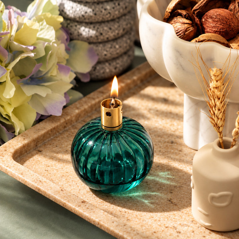 Avaya Glass & Brass Oil Lamp - Teal