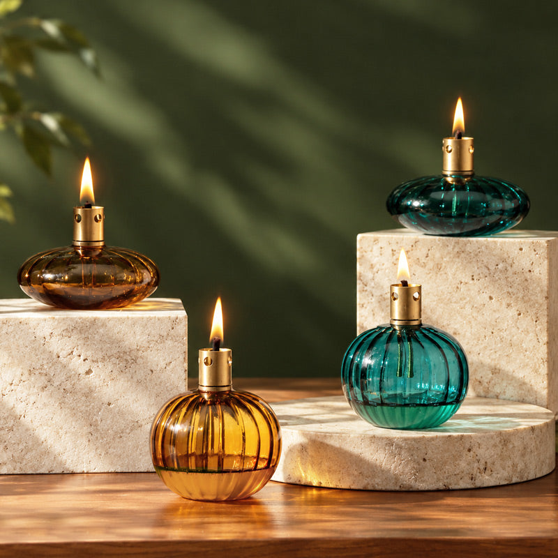Avaya Glass & Brass Oil Lamp - Amber