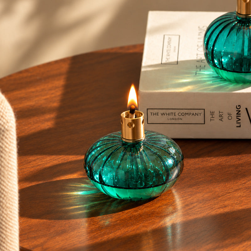 Nura Glass & Brass Oil Lamp - Teal