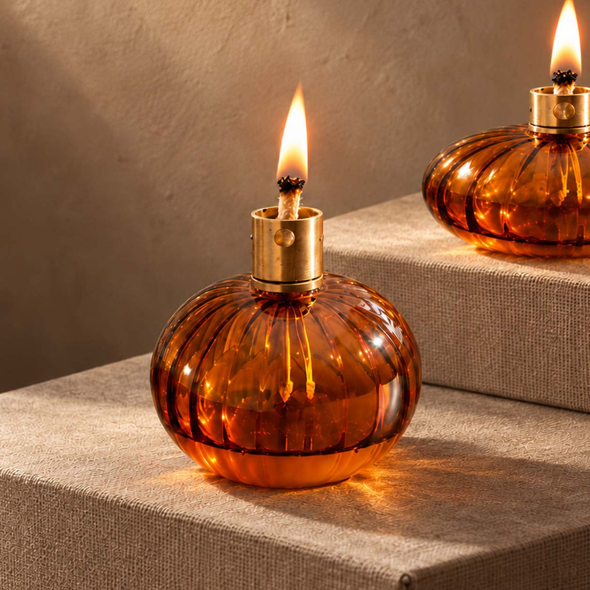 Avaya Glass & Brass Oil Lamp - Amber