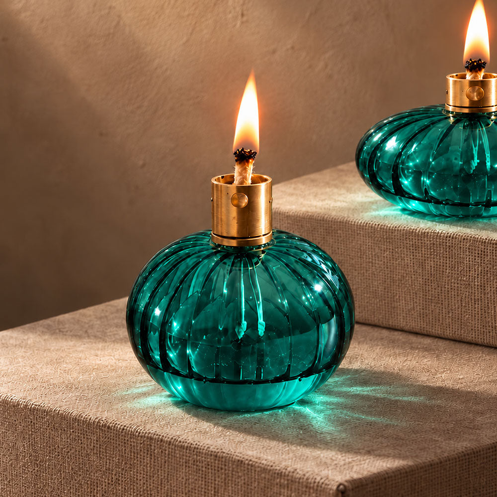 Avaya Glass & Brass Oil Lamp - Teal
