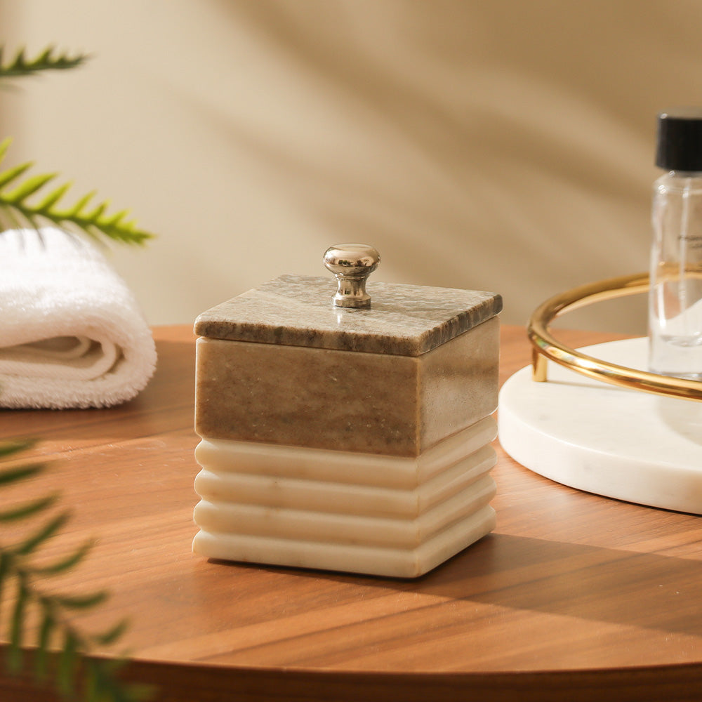 Avion Marble Storage Jar - Desert White