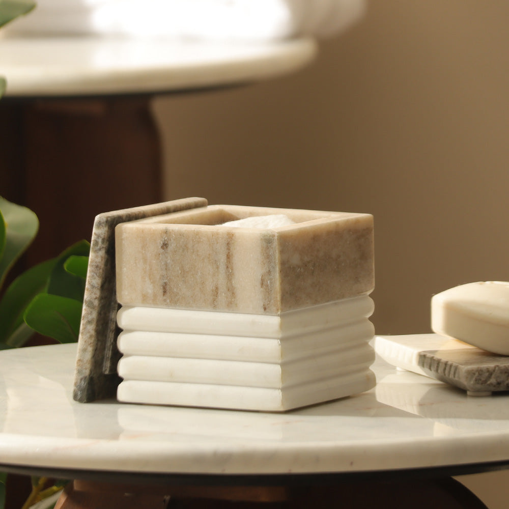 Avion Marble Storage Jar - Desert White