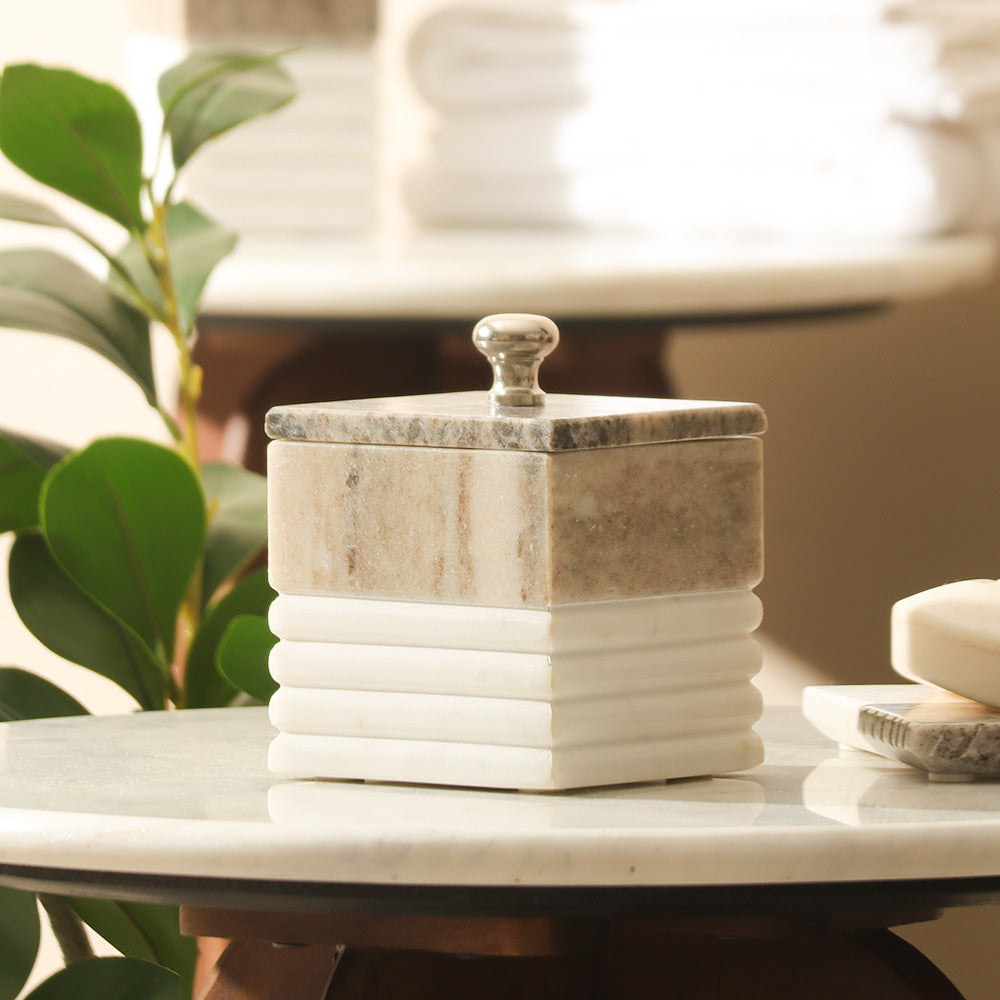 Avion Marble Storage Jar - Desert White