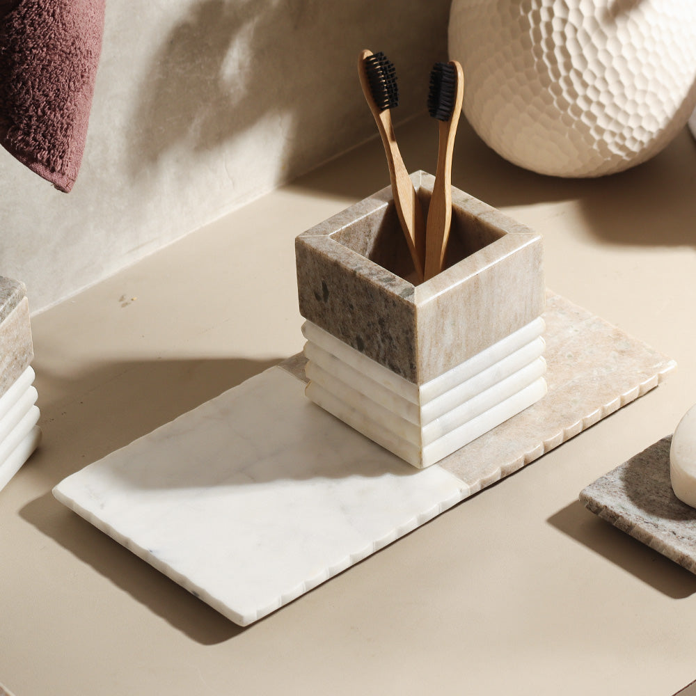 Avion Marble Valet Tray - Desert White
