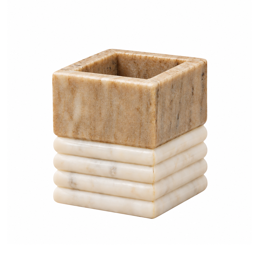 Avion Marble Toothbrush Tumbler - Desert White