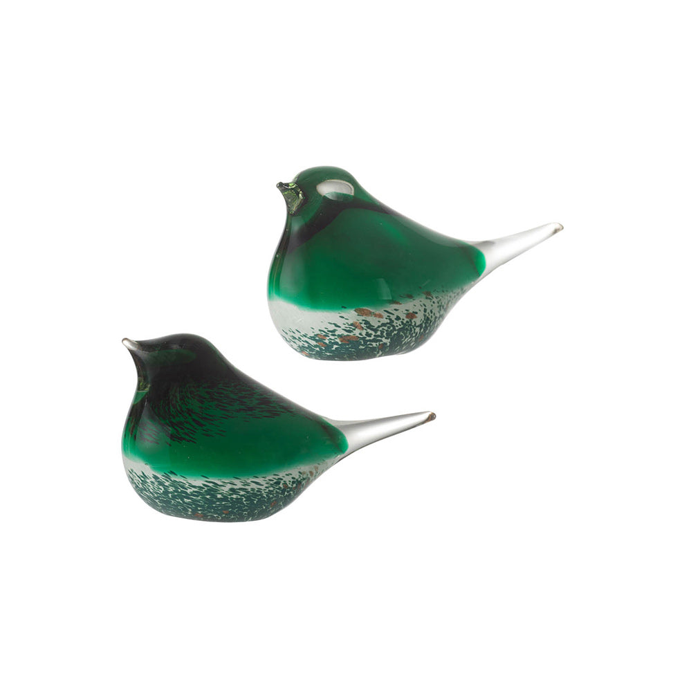 Avis Glass Decorative Sculptures, Set of 2 - Emerald