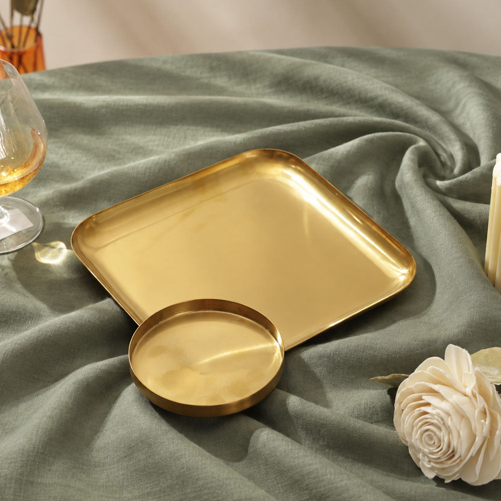 Avoir Serving Plate with Dip Plate - Gold