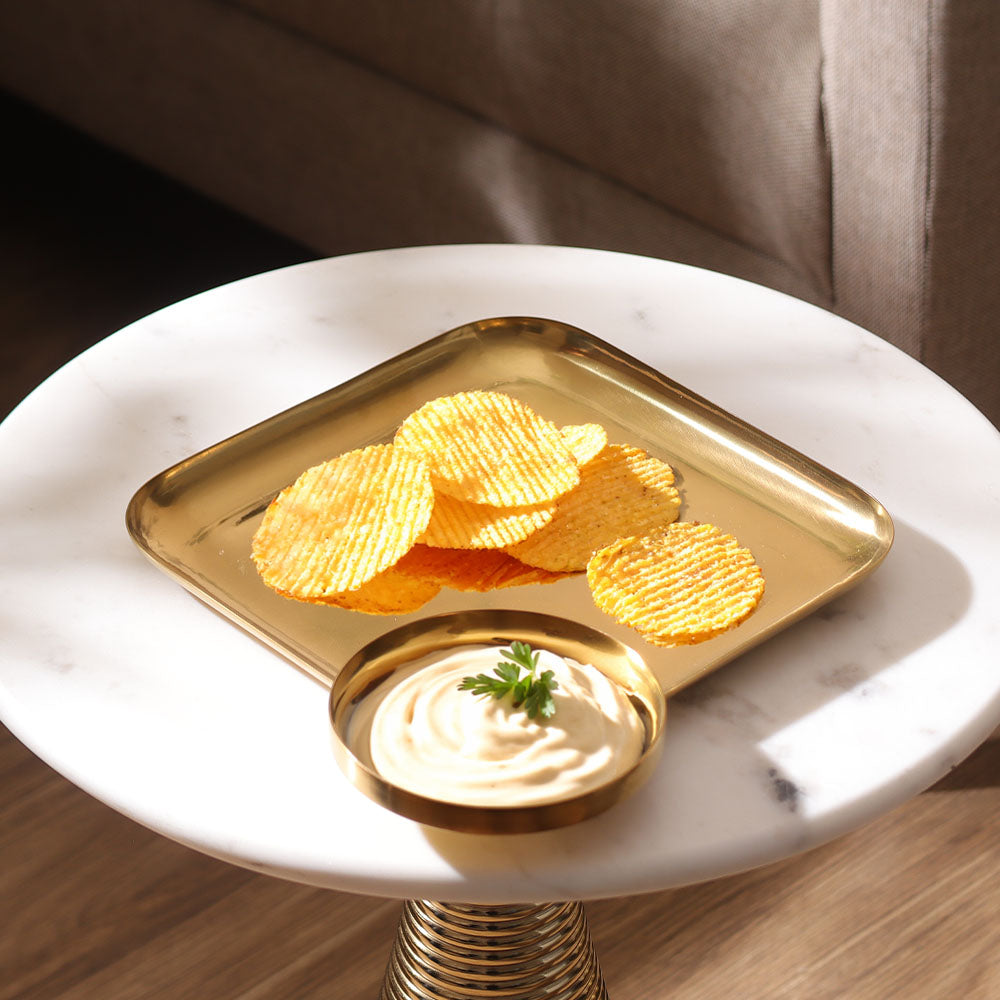 Avoir Serving Plate with Dip Plate - Gold