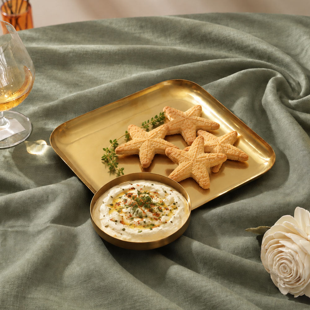 Avoir Serving Plate with Dip Plate - Gold