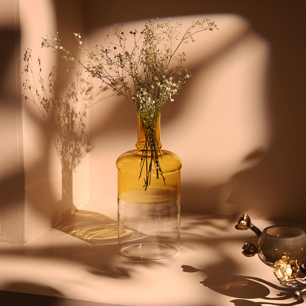 Laguna Bottle Vase Medium - Clear Yellow