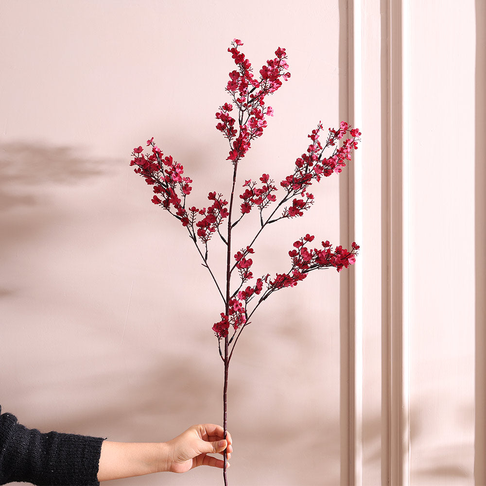Peach Blossoms Faux Stem - Crimson