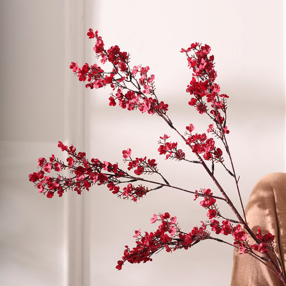 Peach Blossoms Faux Stem - Crimson