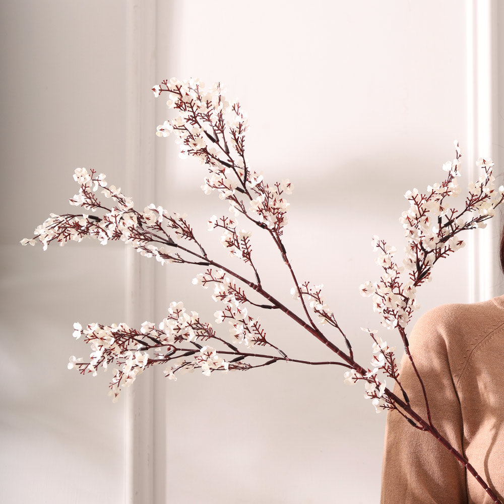 Peach Blossoms Faux Stem - White