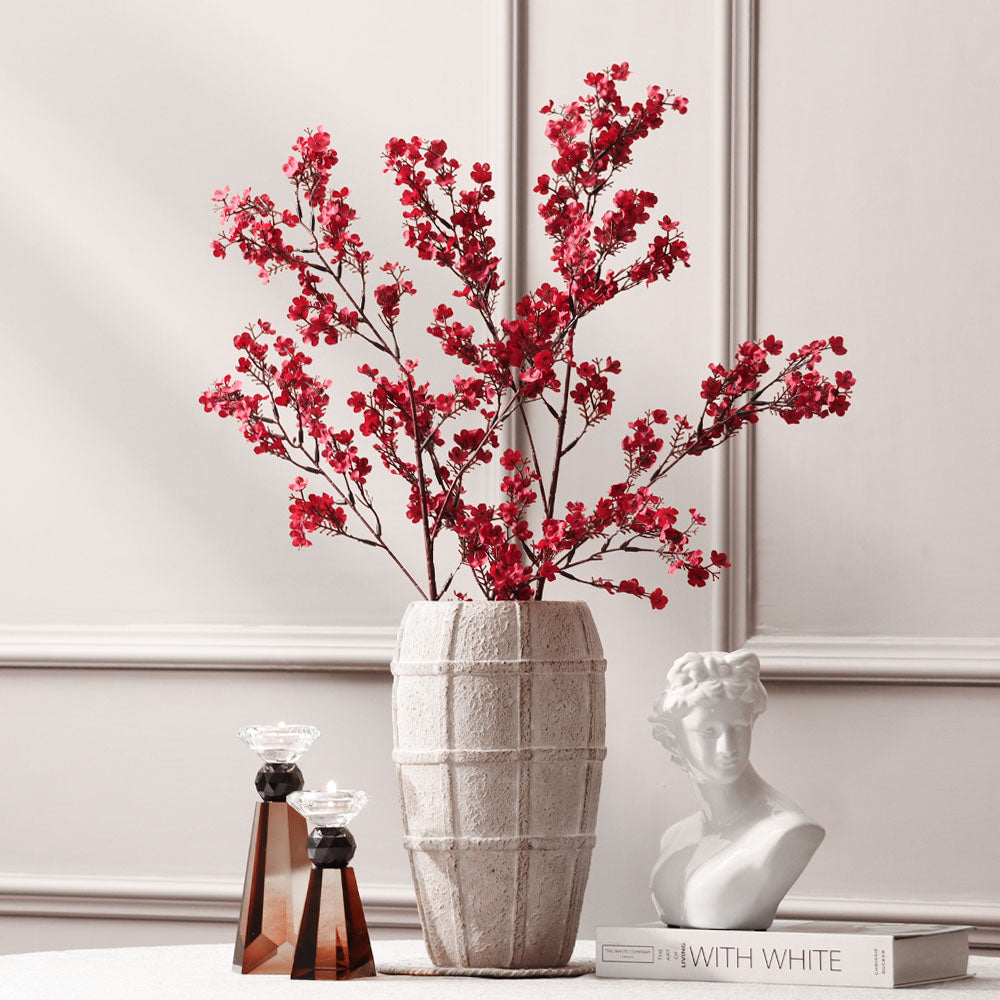 Peach Blossoms Faux Stem - Crimson