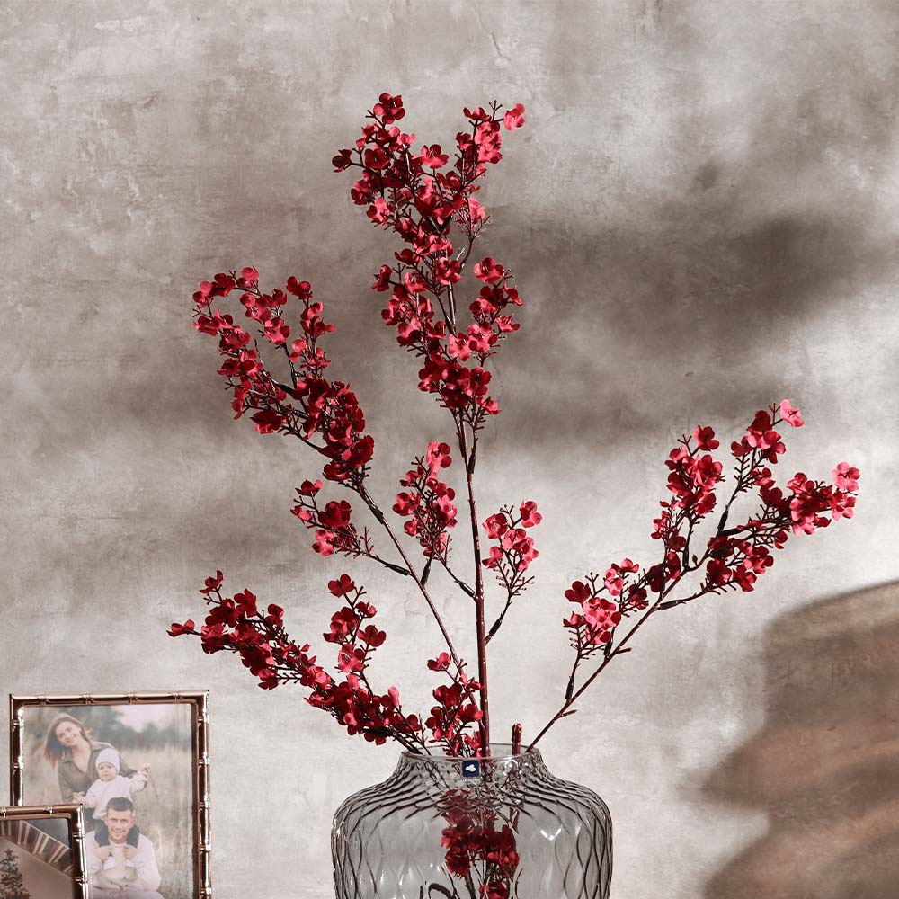 Peach Blossoms Faux Stem - Crimson