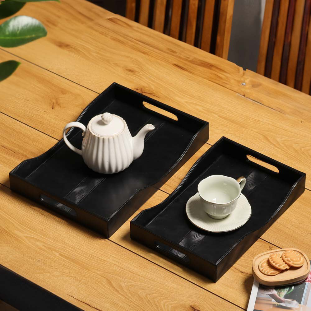 Wave Serving Trays, Set of 2 - Black