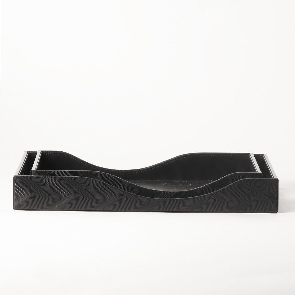 Wave Serving Trays, Set of 2 - Black