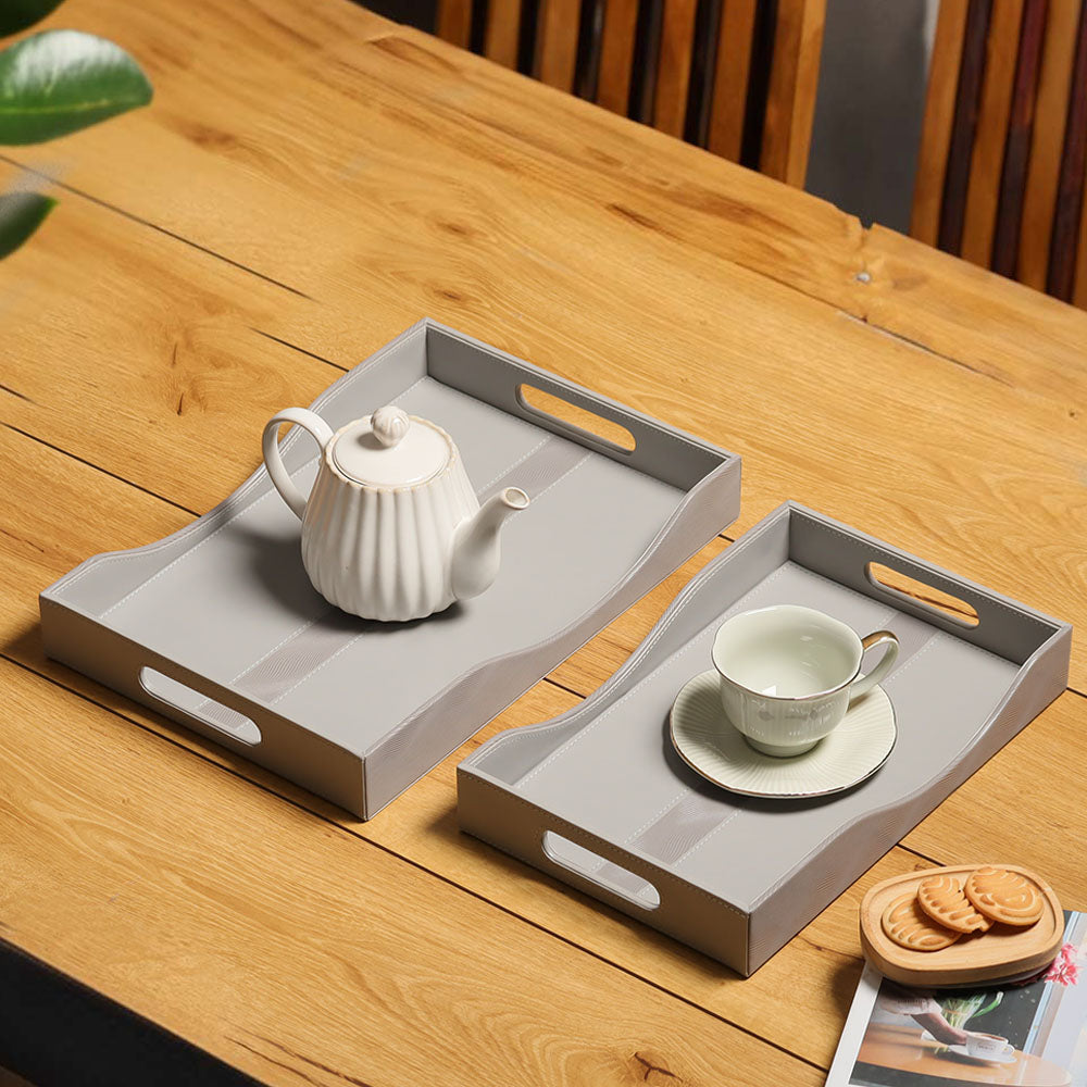 Wave Serving Trays, Set of 2 - Grey