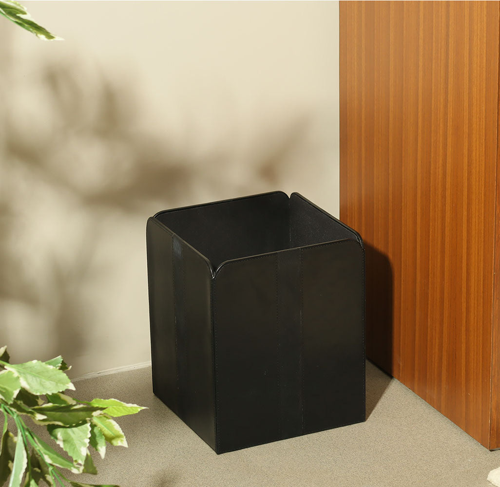 Wave Square Waste Bin - Black