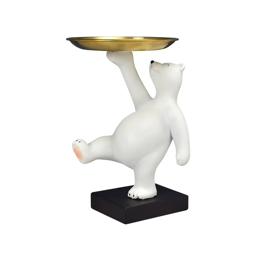 Balancing Bear Sculpture with Trinket Tray