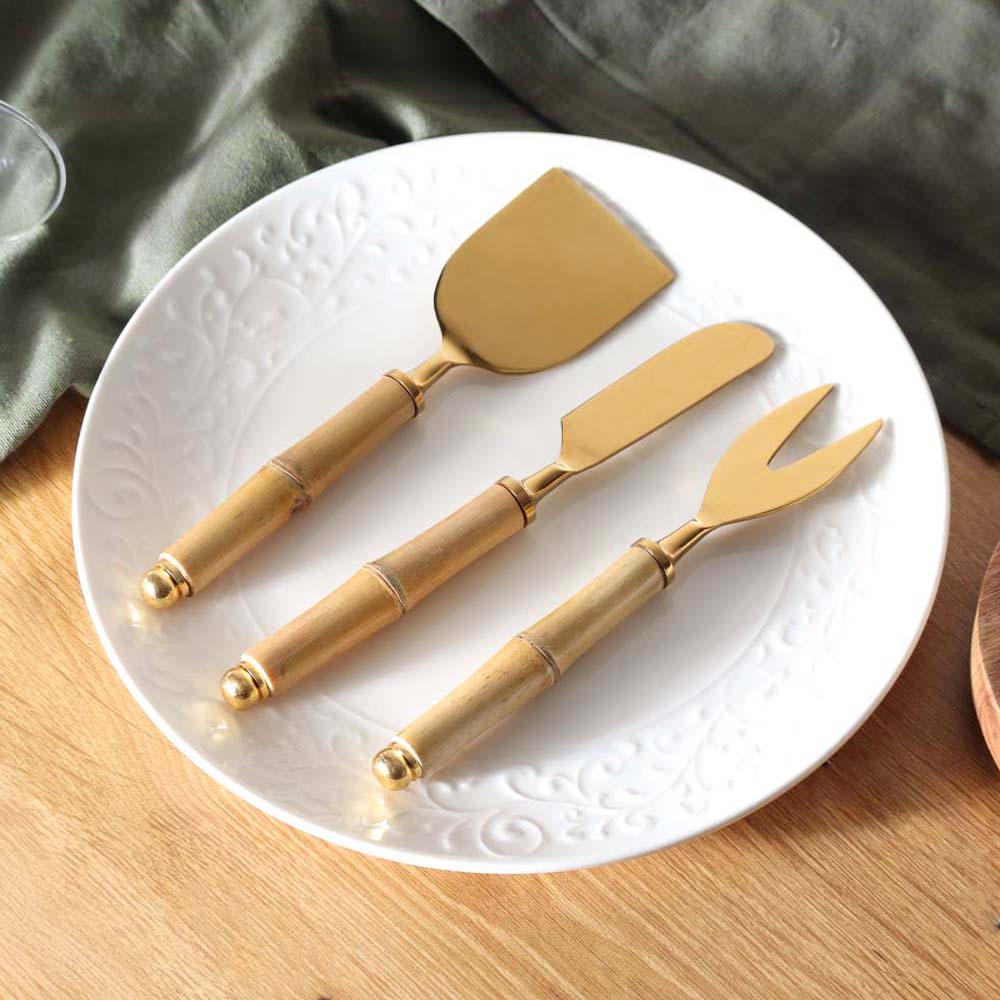 Bamboo Cheese Knives, Set of 3 - Natural Gold