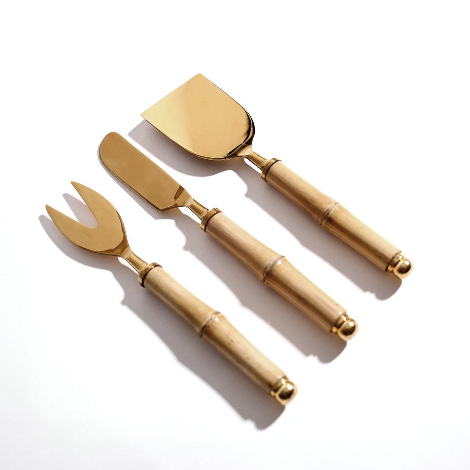 Bamboo Cheese Knives, Set of 3 - Natural Gold