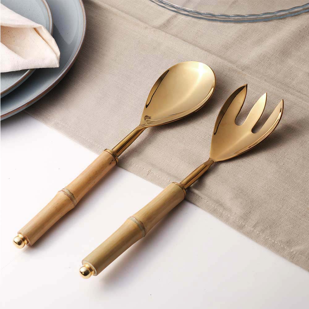 Bamboo Serving Set - Natural Gold
